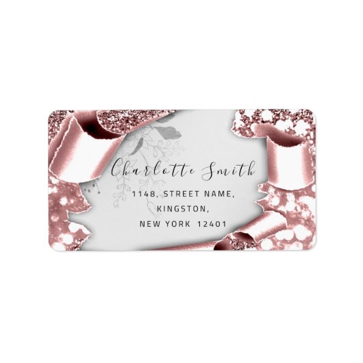 RSVP 3D Silver Lijst Glitter Gray Smoky Blauwgroen Etiket (Voorkant)