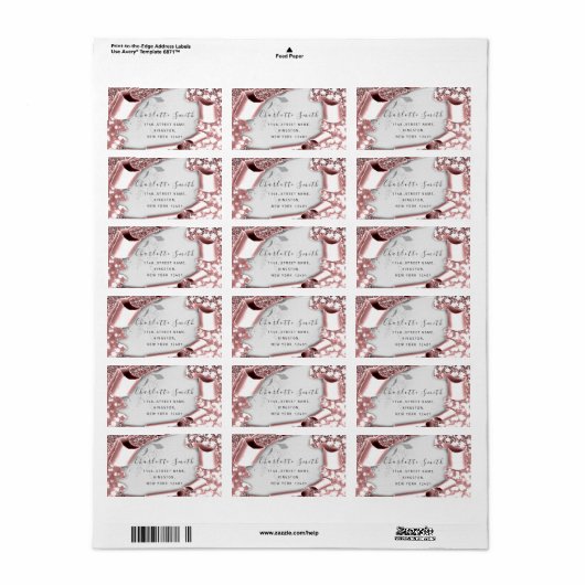 RSVP 3D Silver Lijst Glitter Gray Smoky Blauwgroen Etiket (Full Sheet)