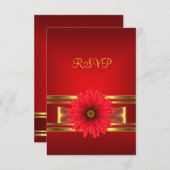 RSVP 40e verjaardag Rode Bloem Goud Rode Boog (Voorkant / Achterkant)