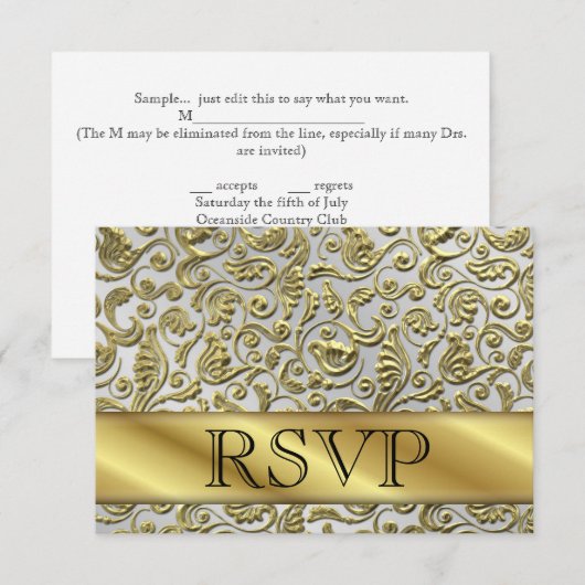 RSVP 50e Gold Jubileum-kaart (Voorkant / Achterkant)