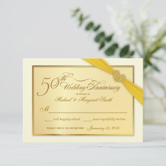 RSVP - 50e Golden Jubileum-uitnodigingen (Staand voorkant)