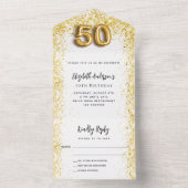 RSVP 50e verjaardag witte gouden feest All In One Uitnodiging (Binnen)