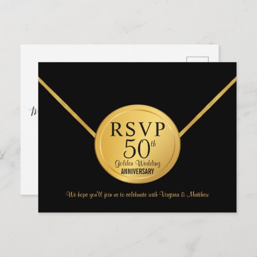 RSVP 50ste bruiloft Jubileum Surprise Party Uitnodiging Briefkaart (Voorkant / Achterkant)