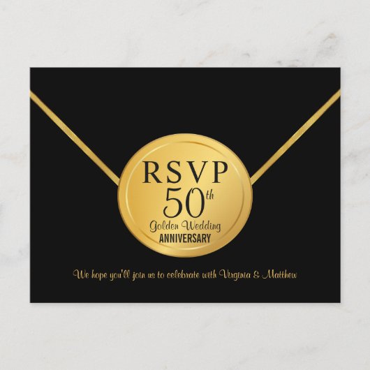 RSVP 50ste bruiloft Jubileum Surprise Party Uitnodiging Briefkaart (Voorkant)