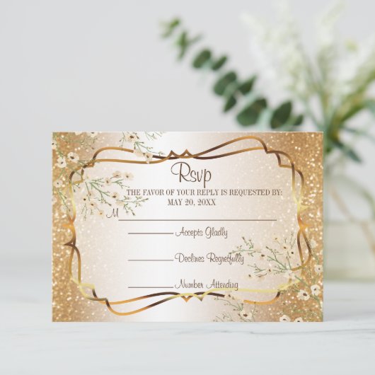 RSVP 50th Gold Glitter Jubileum (Staand voorkant)