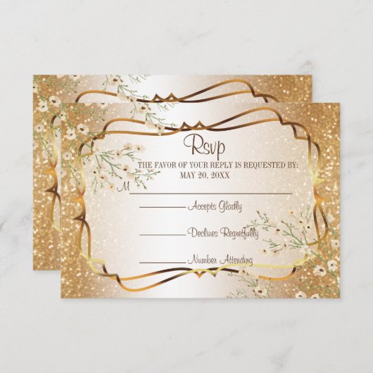 RSVP 50th Gold Glitter Jubileum (Voorkant / Achterkant)