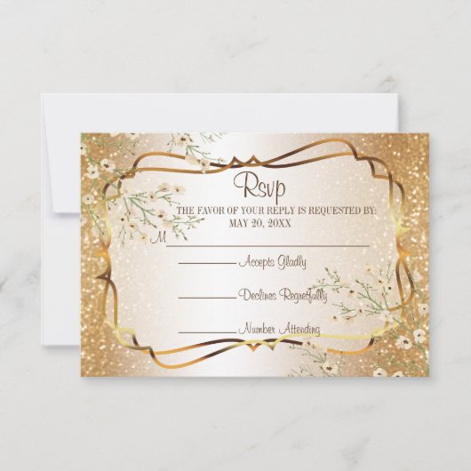 RSVP 50th Gold Glitter Jubileum Kaartje (Voorkant)
