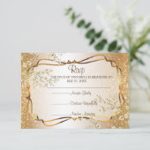 RSVP 50th Gold Glitter Jubileum Kaartje (Staand voorkant)