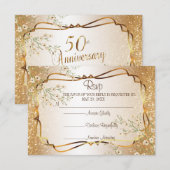 RSVP 50th Gold Glitter Jubileum Kaartje (Voorkant / Achterkant)