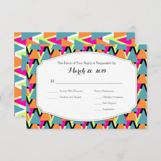 RSVP 80-stijl Geometrische patroon van bruiloft (Voorkant / Achterkant)