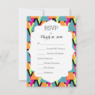 RSVP 80-stijl Geometrische patroon van bruiloft