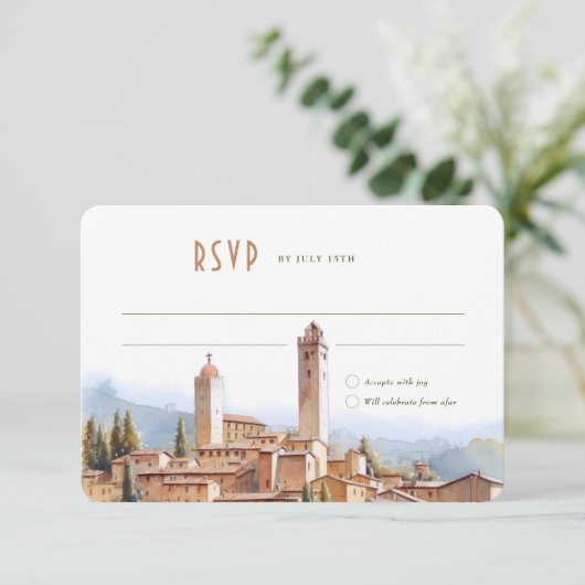 RSVP aan de Romance San Gimignano Italië Kaart (Staand voorkant)