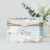 RSVP aan het strand bruiloft Kaartje (Staand voorkant)