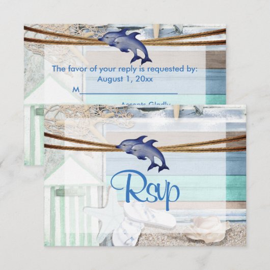 RSVP aan het strand Dolfijn Wedding (Voorkant / Achterkant)