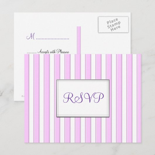 RSVP aangepaste roze strepen briefkaart (Voorkant / Achterkant)