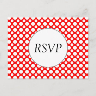 RSVP Aangepaste witte poolpunten op rood Briefkaar Uitnodiging Briefkaart