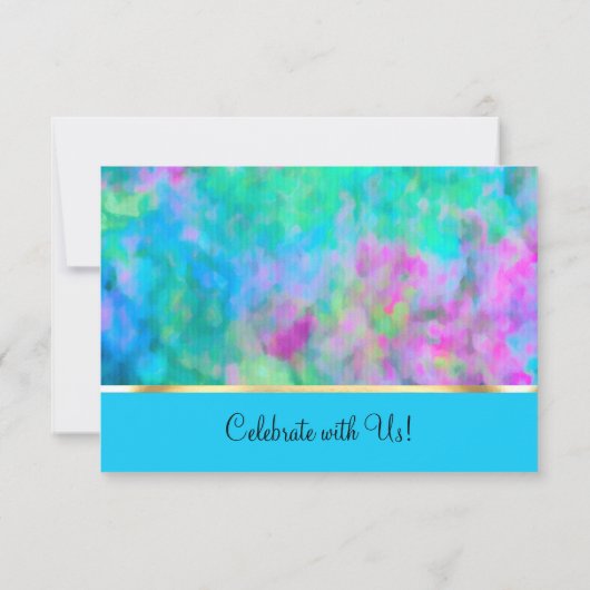 RSVP Abstract ontwerp in Turquoise Blue Paars Aqua Kaart (Achterkant)