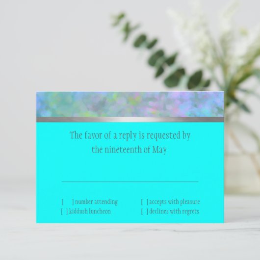 RSVP Abstract ontwerp in Turquoise Silver (Staand voorkant)