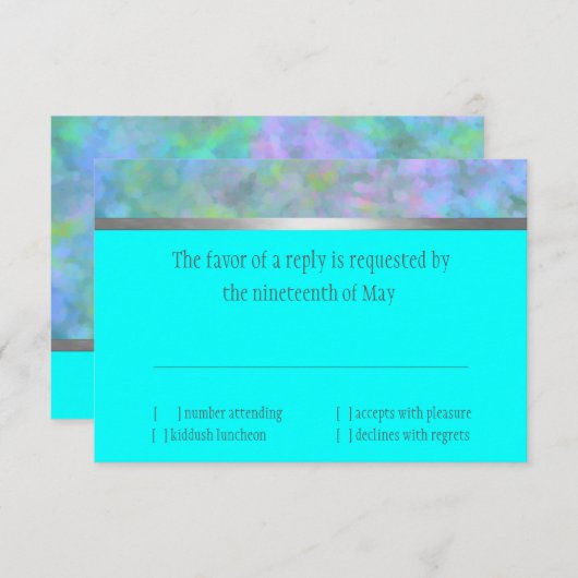 RSVP Abstract ontwerp in Turquoise Silver (Voorkant / Achterkant)