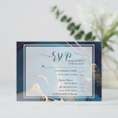 RSVP Abstract Vloeibaar Goud Blauw Marmeren Maalti (Staand voorkant)