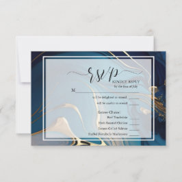 RSVP Abstract Vloeibaar Goud Blauw Marmeren Maalti
