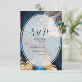 RSVP Abstract Vloeibaar Goud op Blauw Marmer (Staand voorkant)