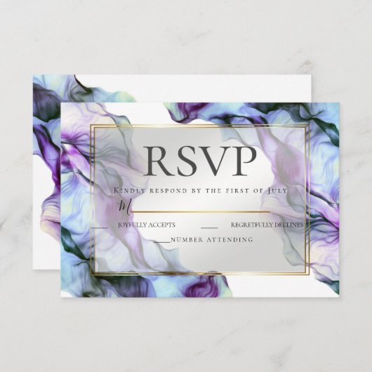 RSVP | Abstracte Ultra Violet Indigo Blauwgroen In Kaart (Voorkant / Achterkant)