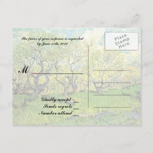 RSVP, acceptatiekaart, Orchard in Blossom Uitnodiging Briefkaart (Achterkant)
