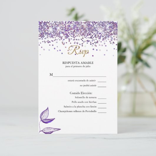 RSVP Acuarela Follaje Púrpura morada (Staand voorkant)