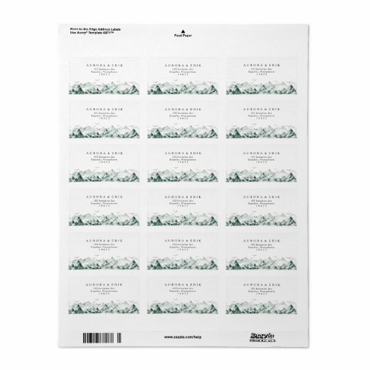 RSVP-adres Groen en gouden bruiloft Etiket (Full Sheet)