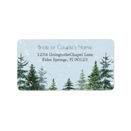 RSVP-adres Rustic Evergreen Winter Pine Trees Etiket