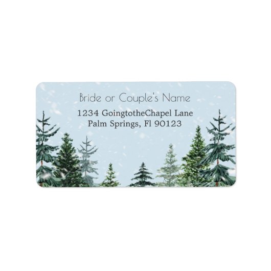 RSVP-adres Rustic Evergreen Winter Pine Trees Etiket (Voorkant)