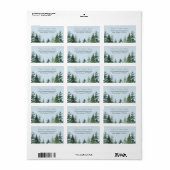 RSVP-adres Rustic Evergreen Winter Pine Trees Etiket (Full Sheet)