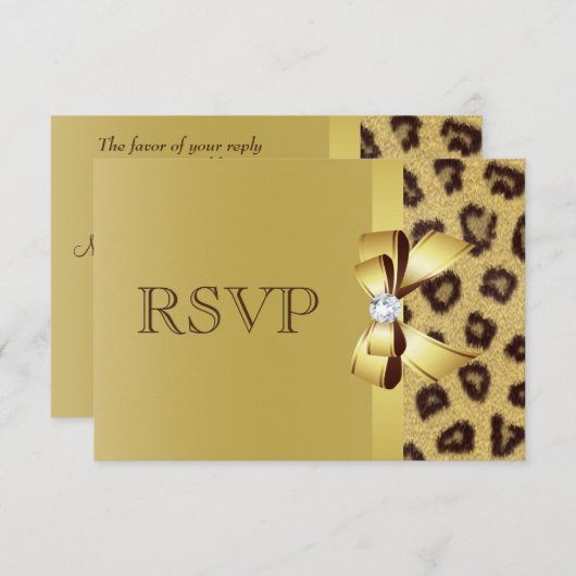 RSVP afdrukken op papier, diamant en luipaard (Voorkant / Achterkant)