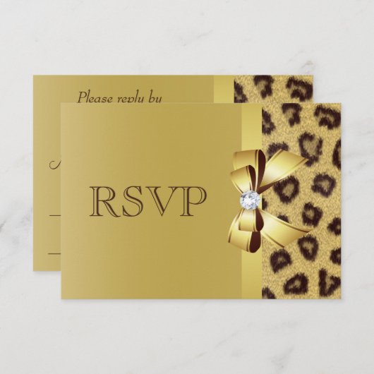 RSVP afdrukken op papier, diamant en luipaard (Voorkant / Achterkant)