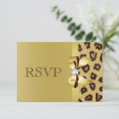 RSVP afdrukken op papier, diamant en luipaard Kaartje (Staand voorkant)