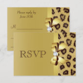 RSVP afdrukken op papier, diamant en luipaard Kaartje (Voorkant / Achterkant)