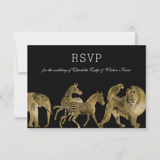 RSVP Afrikaanse Dieren Zoo Wedding Gold (Voorkant)