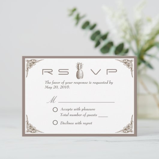 RSVP |  ananas Elegant Wedding Response (Staand voorkant)