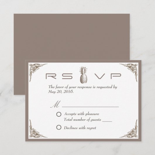 RSVP |  ananas Elegant Wedding Response (Voorkant / Achterkant)
