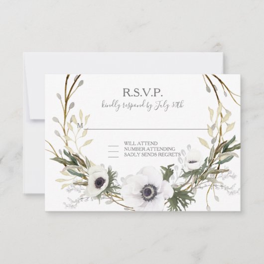 RSVP Anemone Floral BOHO Twig Krans Waterverf (Voorkant)