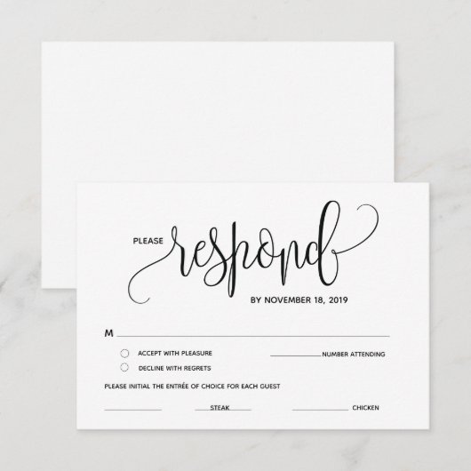 RSVP, antwoord, antwoord Bijlagekaarten Informatiekaartje (Voorkant / Achterkant)