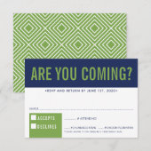 RSVP ANTWOORD ANTWOORD leuk vet blok marine groen (Voorkant / Achterkant)