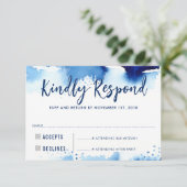 RSVP ANTWOORD ANTWOORD Moderne donkerblauwe waterv (Staand voorkant)