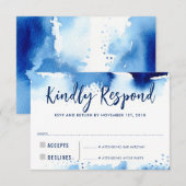 RSVP ANTWOORD ANTWOORD Moderne donkerblauwe waterv (Voorkant / Achterkant)