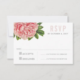 RSVP ANTWOORD CHIQUE roze bloemige pioenbloem
