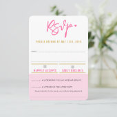 RSVP ANTWOORD cute pretty roze witte harten goud (Staand voorkant)