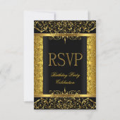 RSVP antwoord Damask Zwart Goud op Goud (Voorkant)