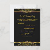 RSVP antwoord Damask Zwart Goud op Goud (Achterkant)