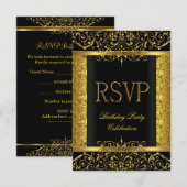 RSVP antwoord Damask Zwart Goud op Goud (Voorkant / Achterkant)